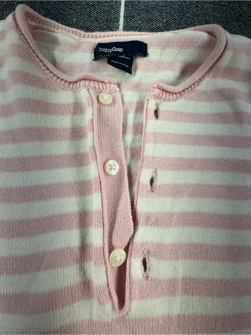 GAP baby pink and cream striped knit jumper